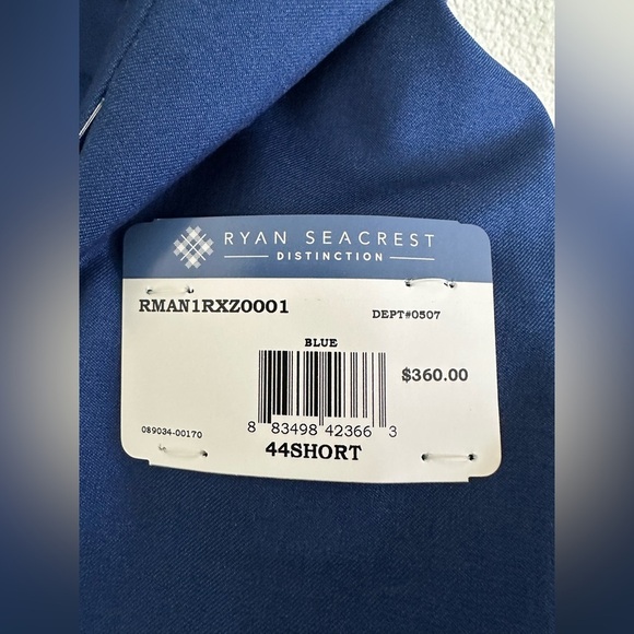 Ryan Seacrest Slim-Fit Stretch Cobalt Blue Tuxedo Set Size 44S, Pants 36Wx30L - Picture 8 of 16